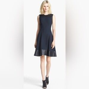 L'Agence Women's Black Embossed Leather Trim Ponte
Knit Dress Sz‎ 10